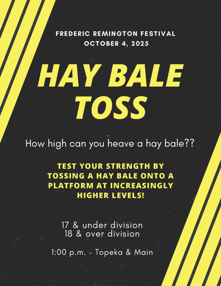 Poster for the Hay Bale Toss competition at Fred Fest