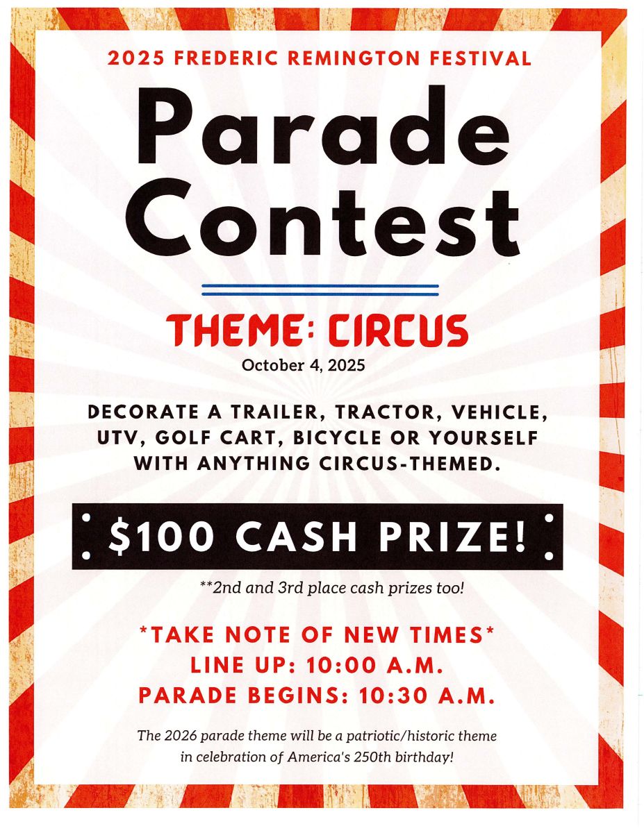 Parade Contest poster for Fred Fest, theme is circus, new line up and start times this year