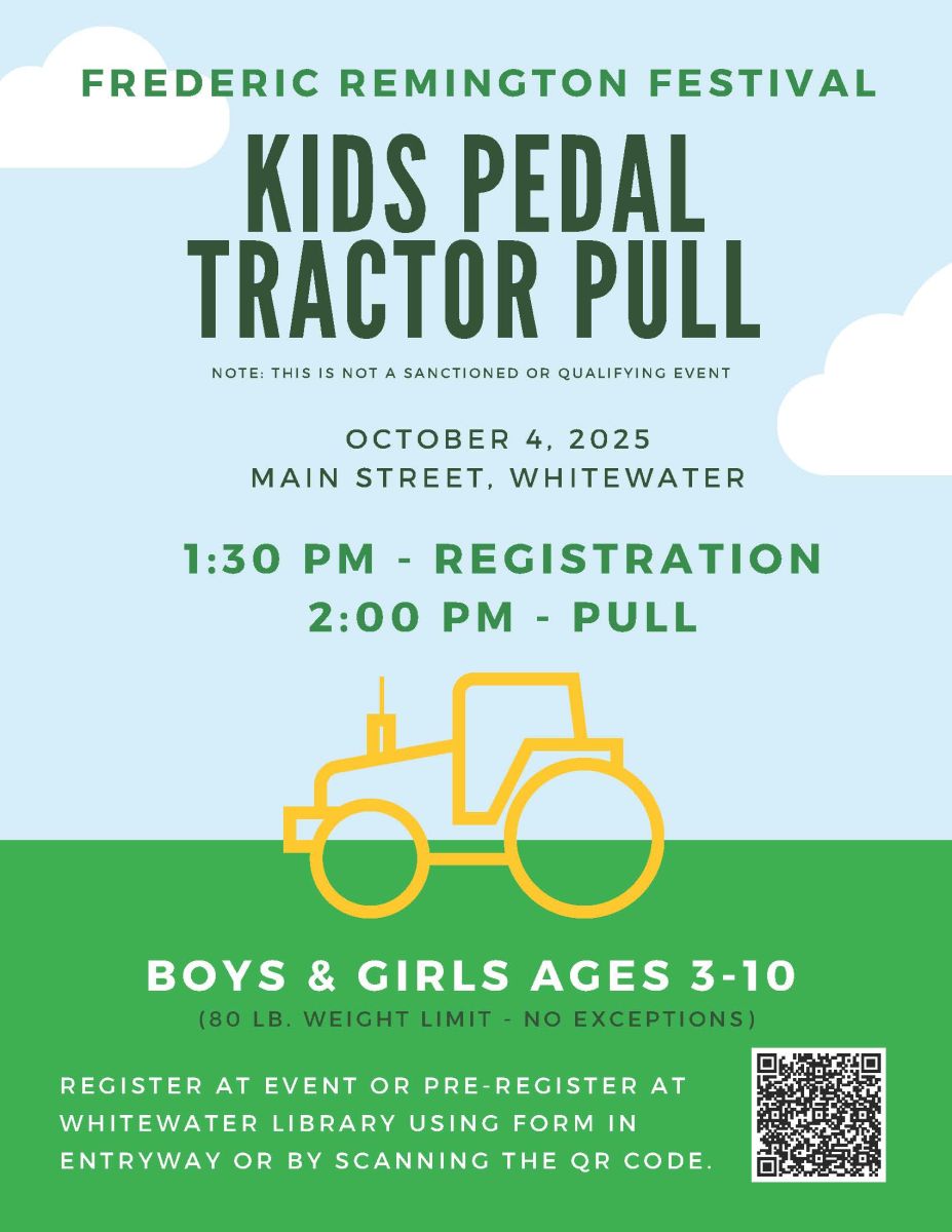 Poster for the kids pedal pull at Fred Fest
