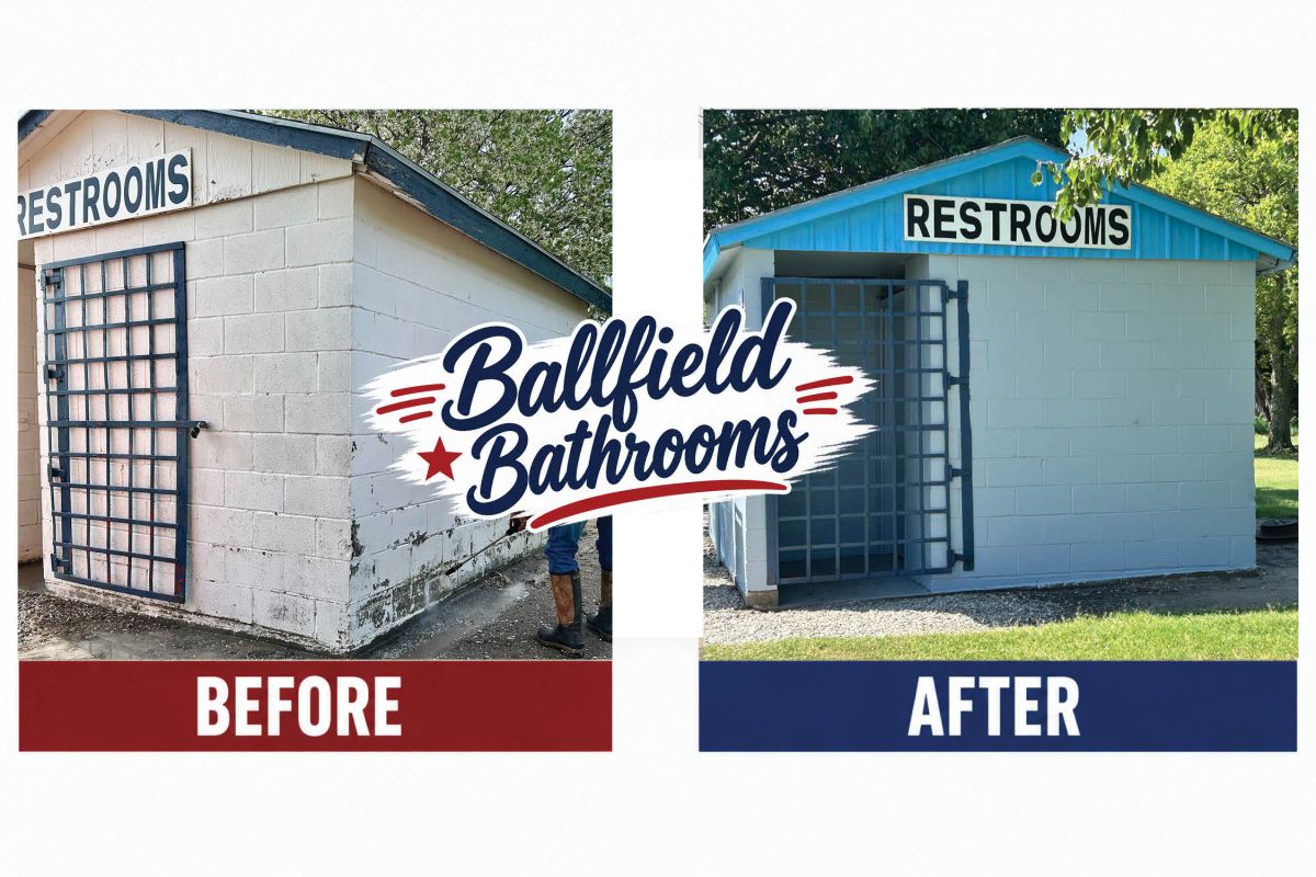 Ballfield Bathrooms after being painted in 2026