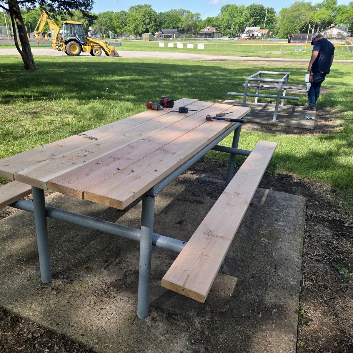 New tops on picnic tables