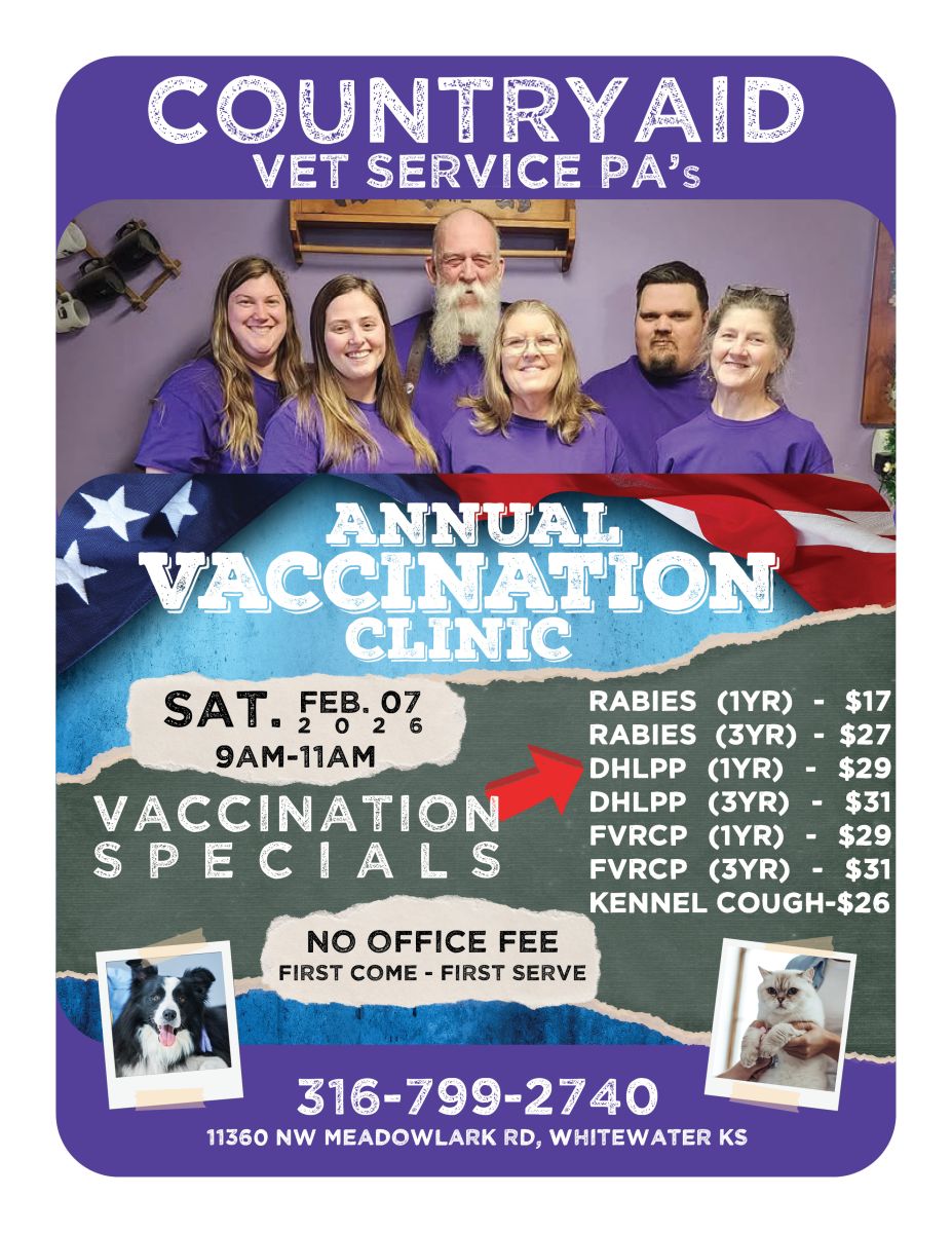 The Vet Clinic will be Feb. 7, 2026, 9-11AM