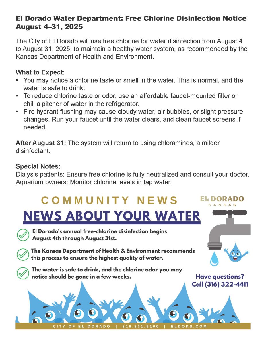 ElDorado will be doing their Chlorine Burn Out Aug. 4-31, 2025