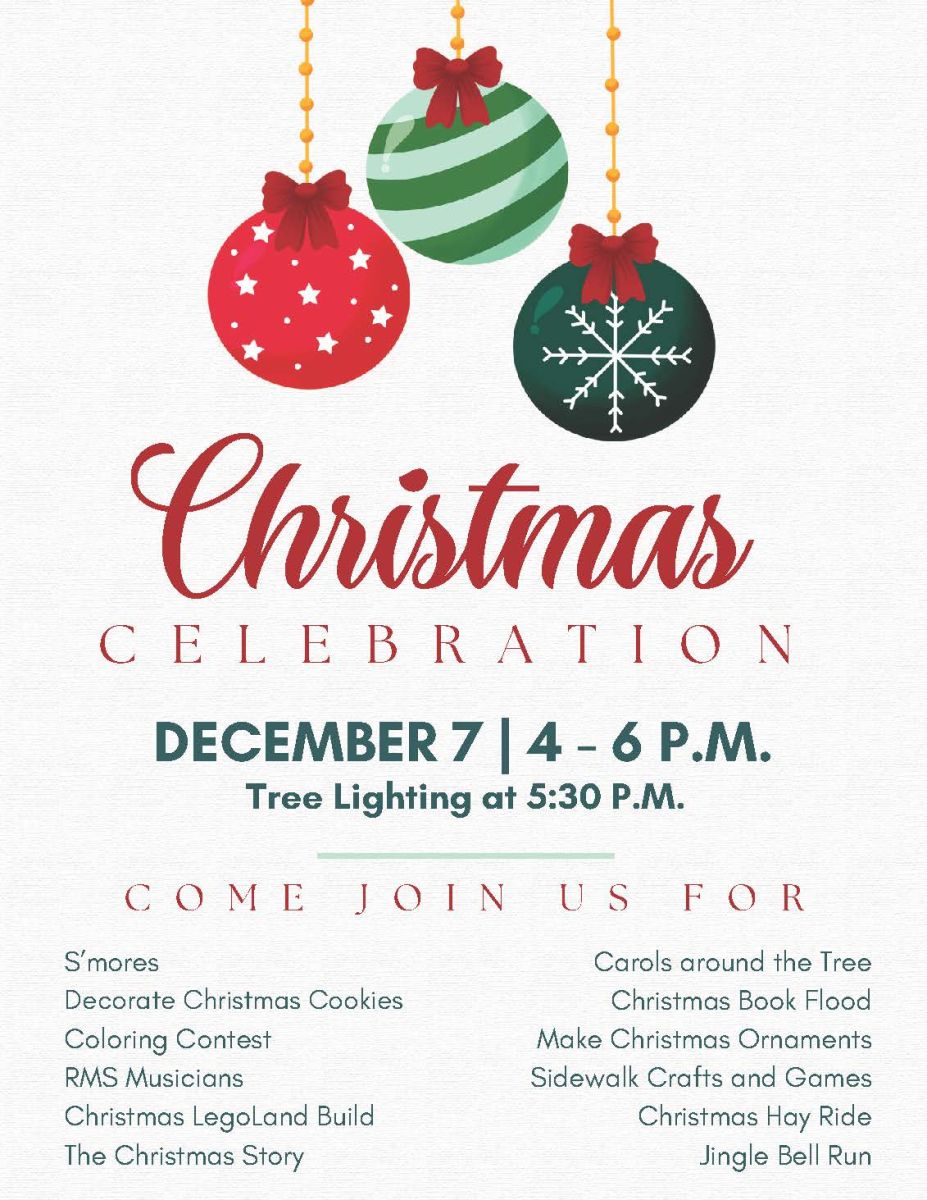 Flyer for Dec 7, 4-6PM Christmas Celebration numerous activities