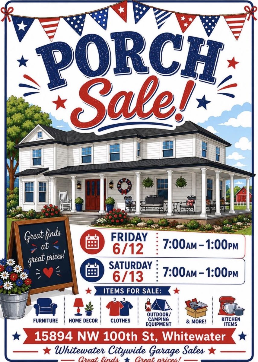 Patriotic Porch Sale poster for 15894 NW 100th