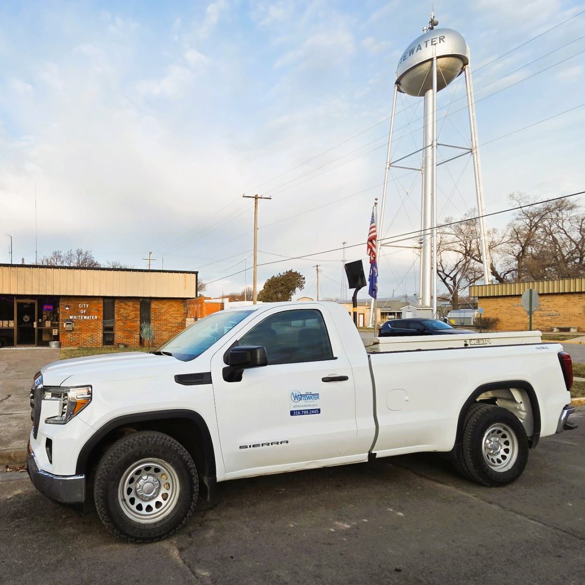 a white 2020 GMC truck, replaces truck totalled last year.