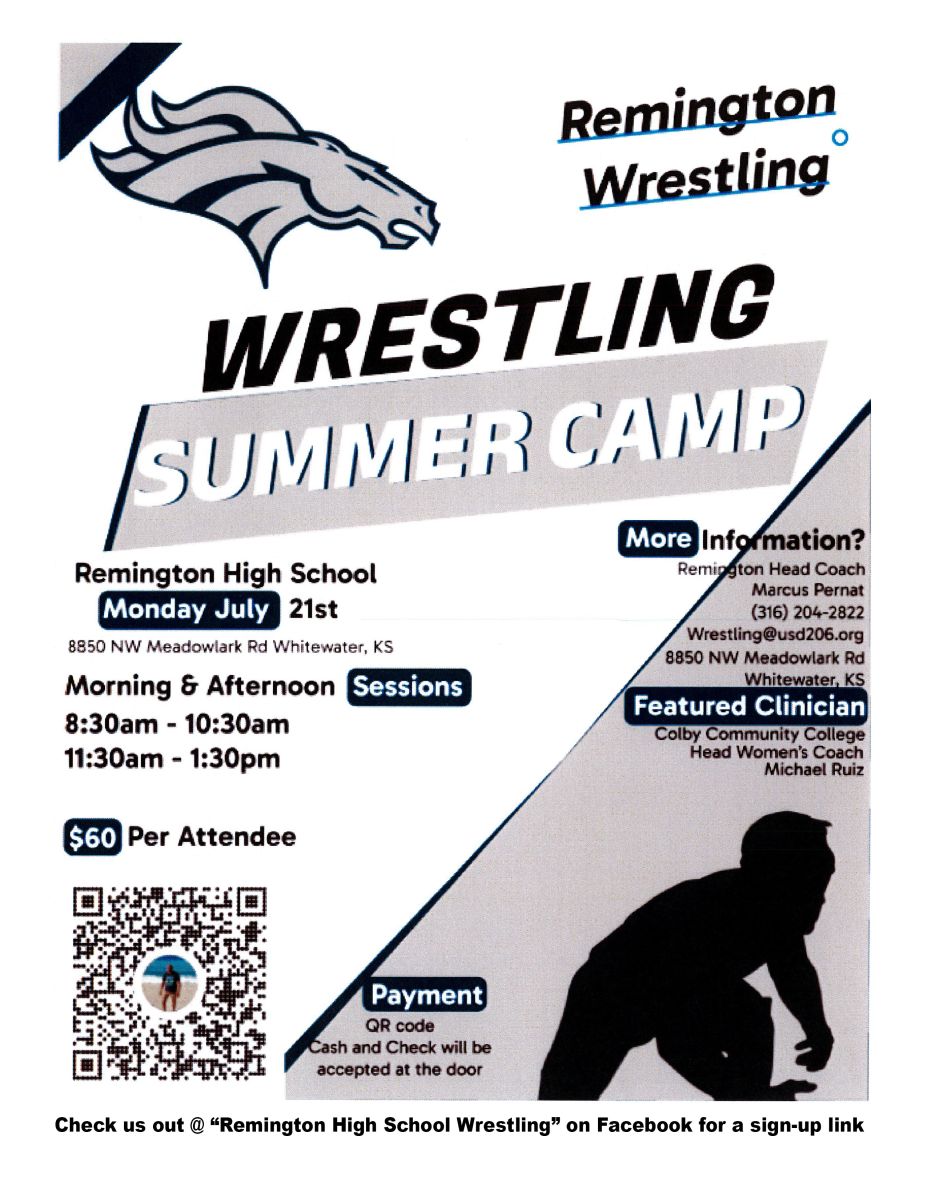 Flyer for wrestling summer camp RHS, July 21